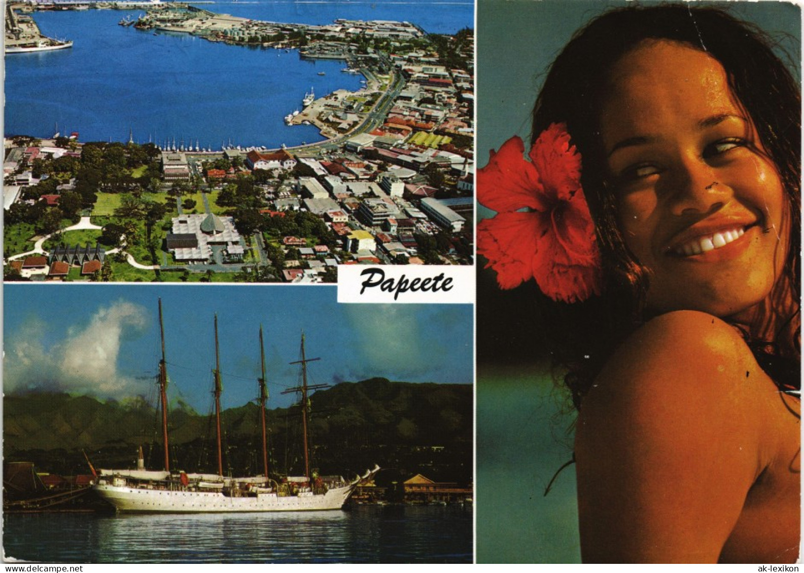 .Tahiti Tahiti (Insel) Papeete Ville & Port Südsee Schönheit 1990 - Französisch-Polynesien