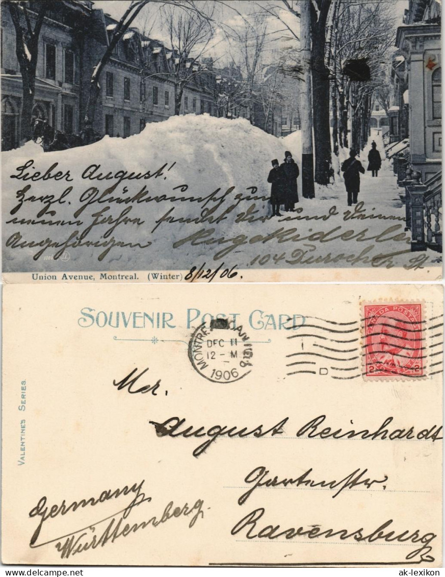 Postcard Montreal Union Avenue Im Winter 1906 - Montreal
