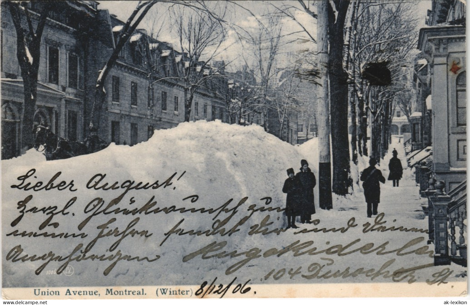 Postcard Montreal Union Avenue Im Winter 1906 - Montreal