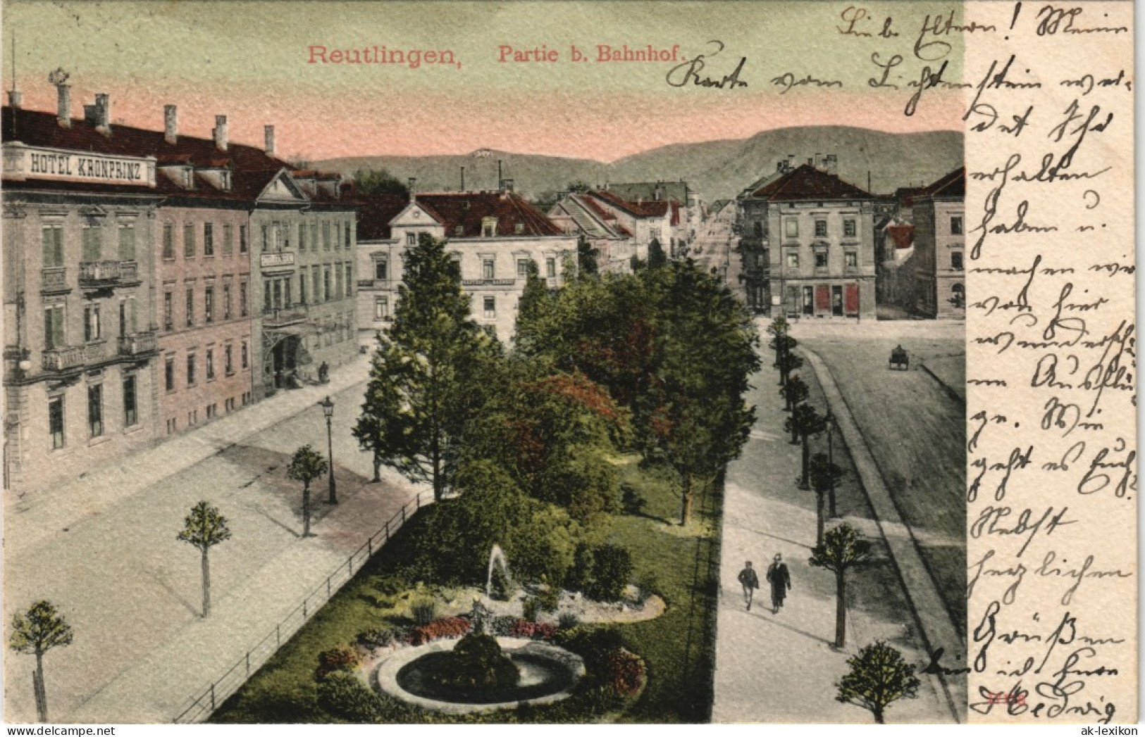 Ansichtskarte Reutlingen Partie Am Bahnhof - Hotel Kronprinz 1905 - Reutlingen