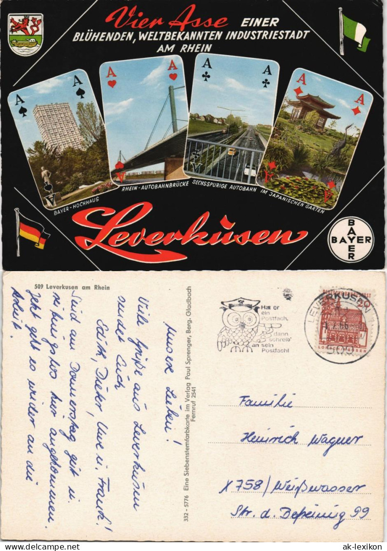 Ansichtskarte Leverkusen Vier Asse Bayer, Park, Autobahn 1966 - Leverkusen