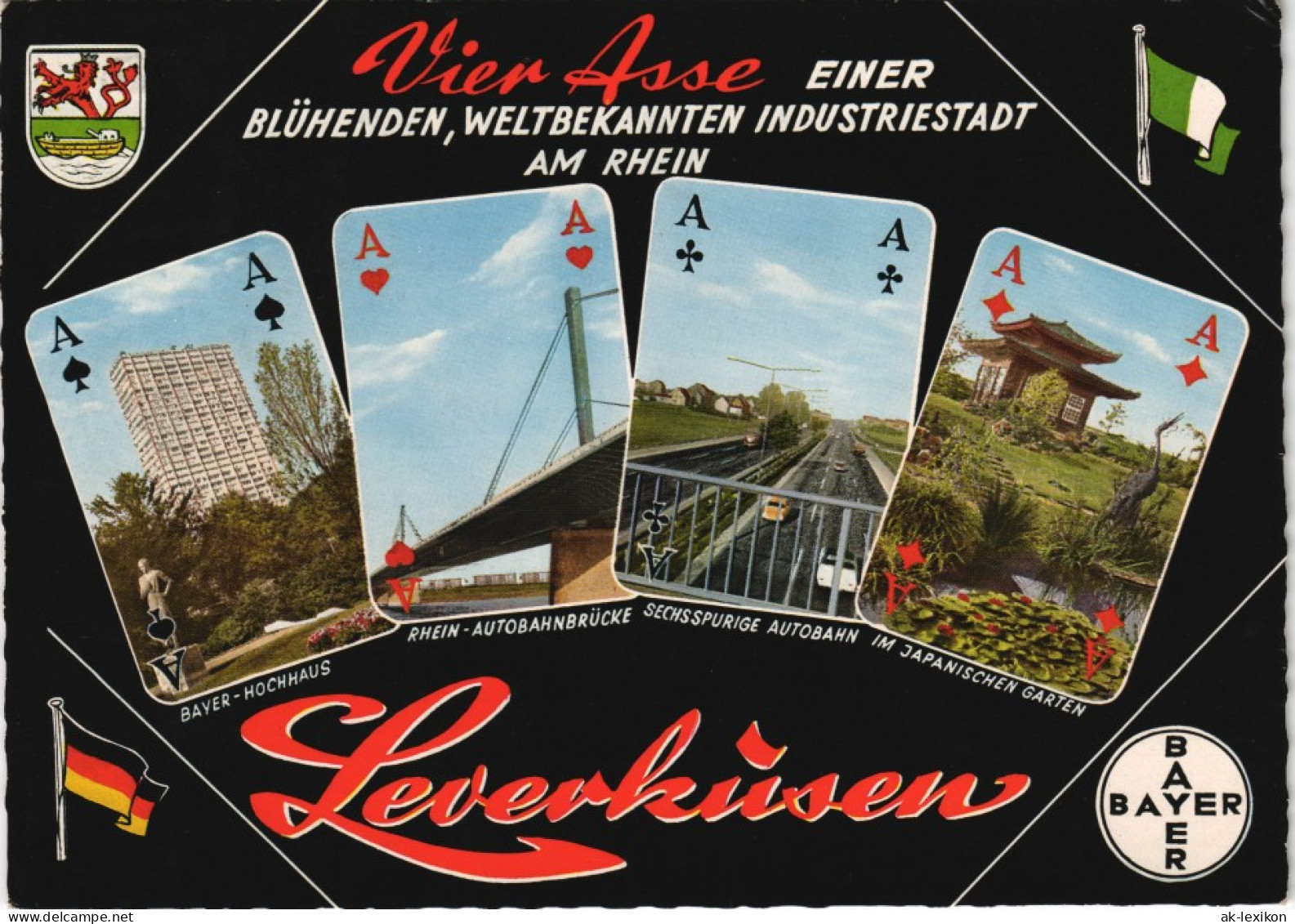 Ansichtskarte Leverkusen Vier Asse Bayer, Park, Autobahn 1966 - Leverkusen