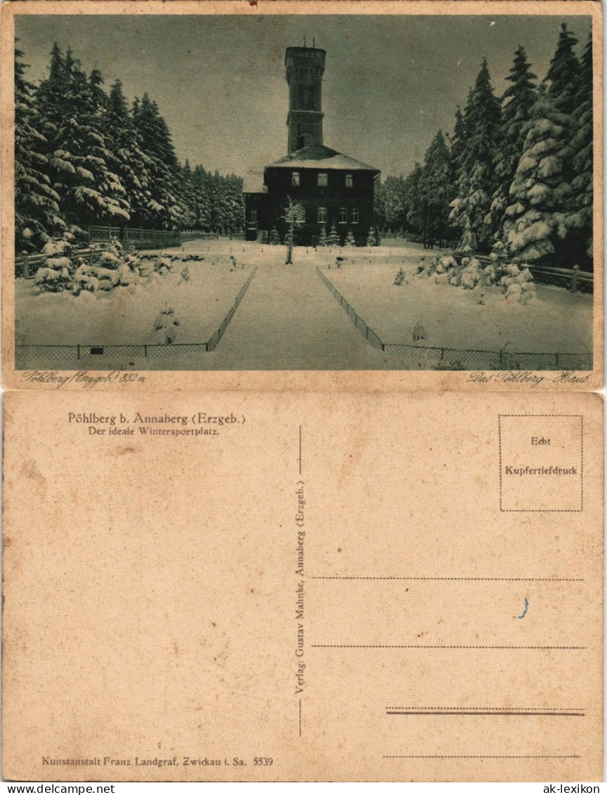 Ansichtskarte Annaberg-Buchholz Berghotel Pöhlberg Haus Im Winter 1928 - Annaberg-Buchholz