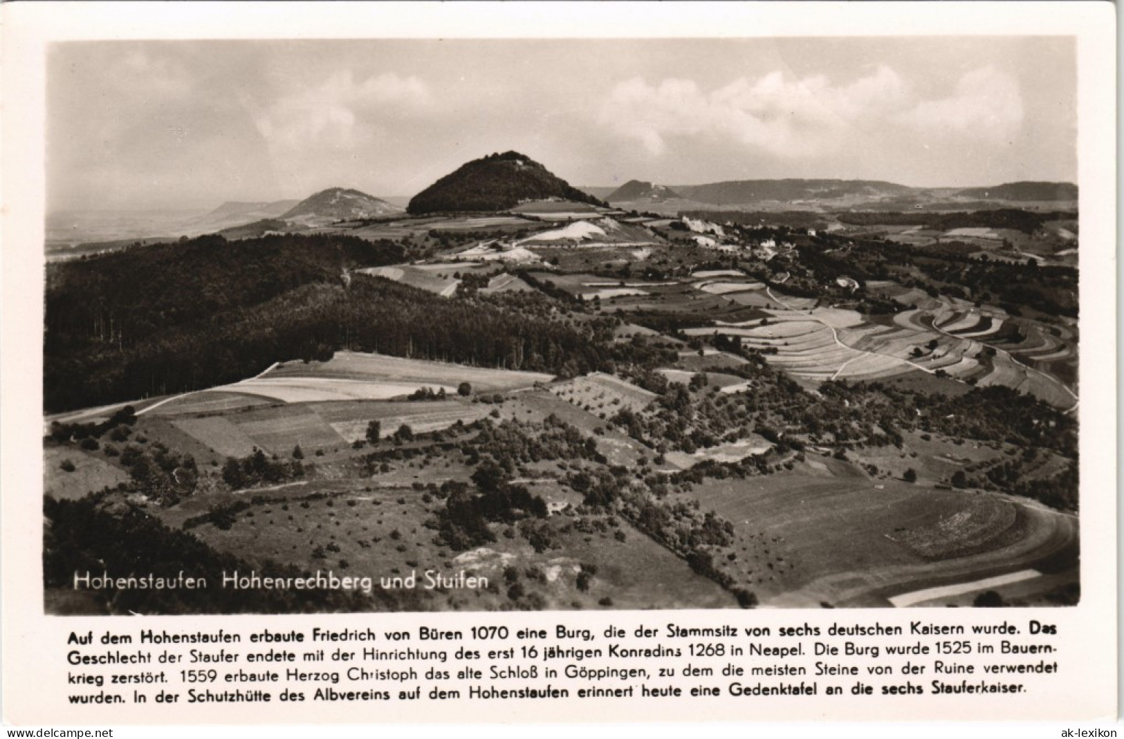 Ansichtskarte Hohenstaufen-Göppingen Luftbild Mit Historien Text 1934 - Göppingen