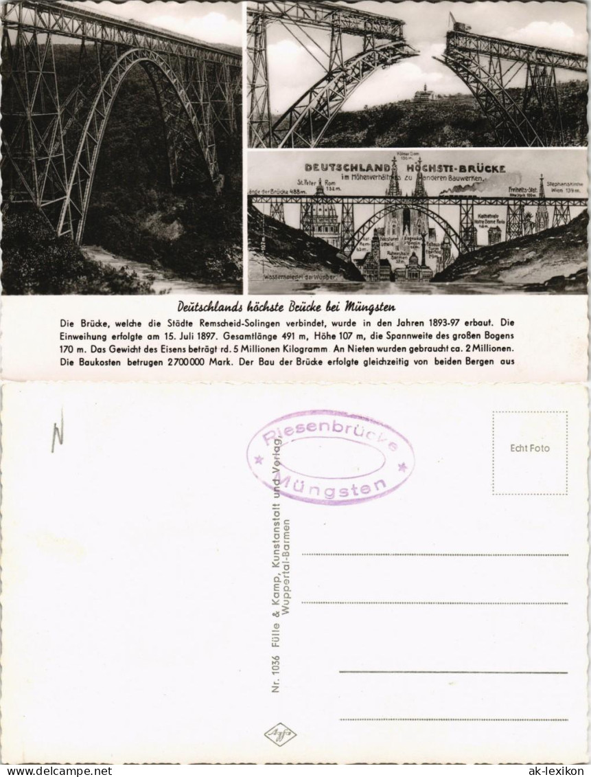 Remscheid Müngstener Brücke 3 Bild Größenvergleich, Im Bau 1963 - Remscheid