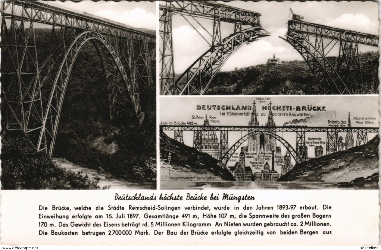 Remscheid Müngstener Brücke 3 Bild Größenvergleich, Im Bau 1963 - Remscheid