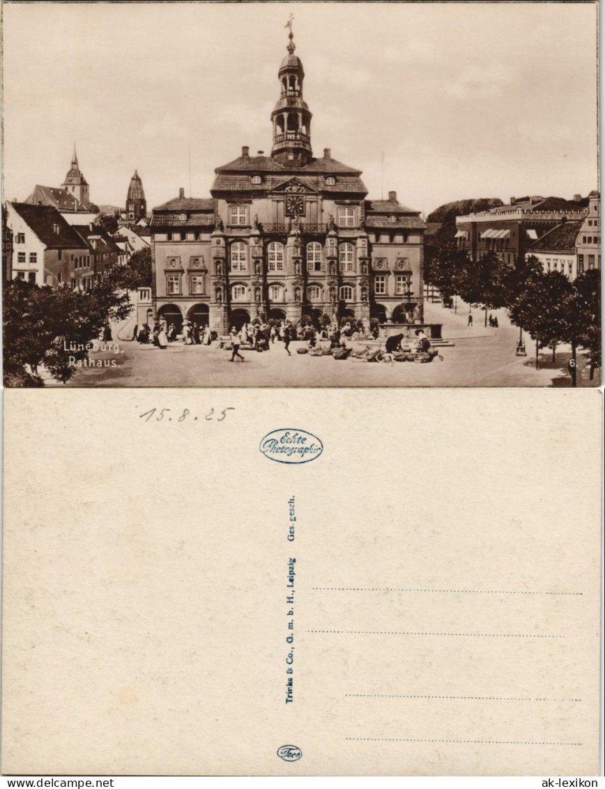 Ansichtskarte Lüneburg Rathaus Und Markttreiben 1925 - Lüneburg