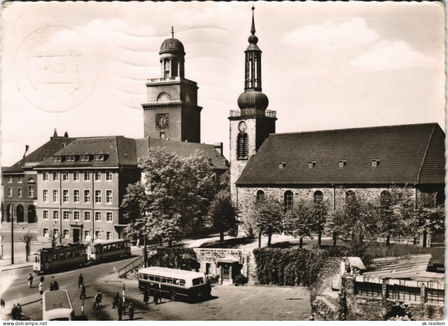 Ansichtskarte Witten (Ruhr) Marktplatz, Bus - Straßenbahn 1960 - Witten
