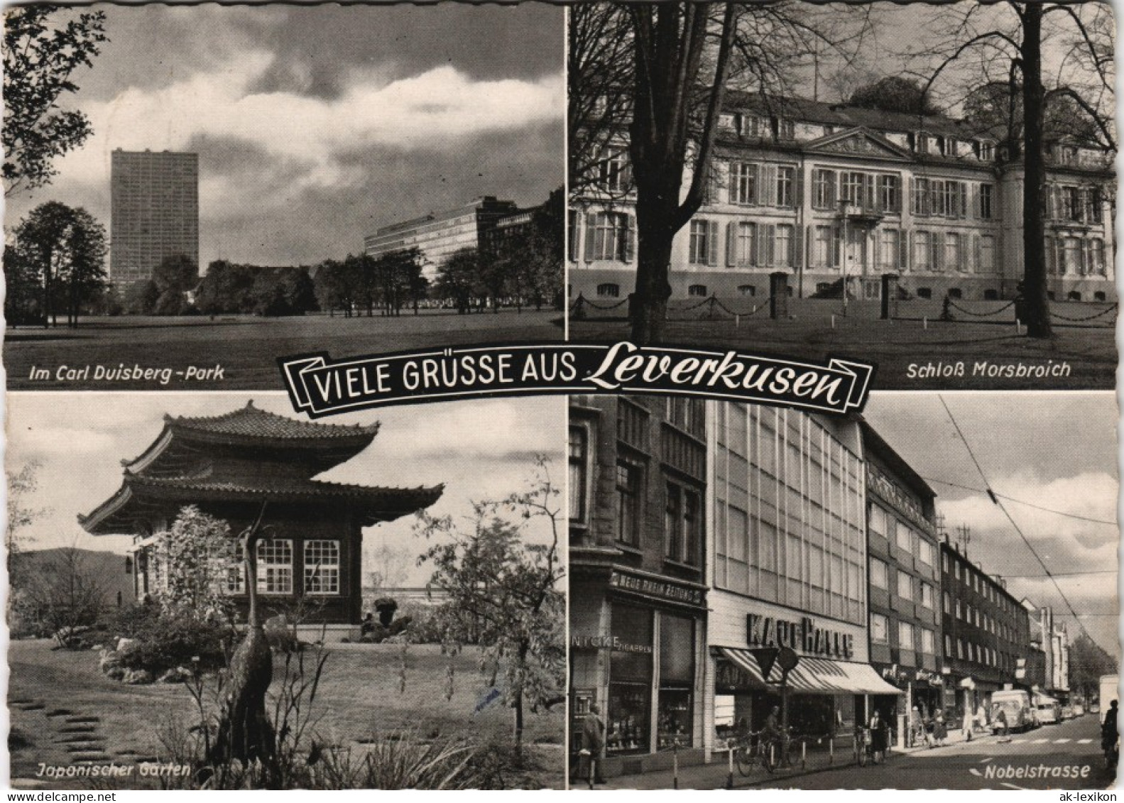 Ansichtskarte Leverkusen Hochhäuser - Park, Nobelstraße, Schloß 1966 - Leverkusen