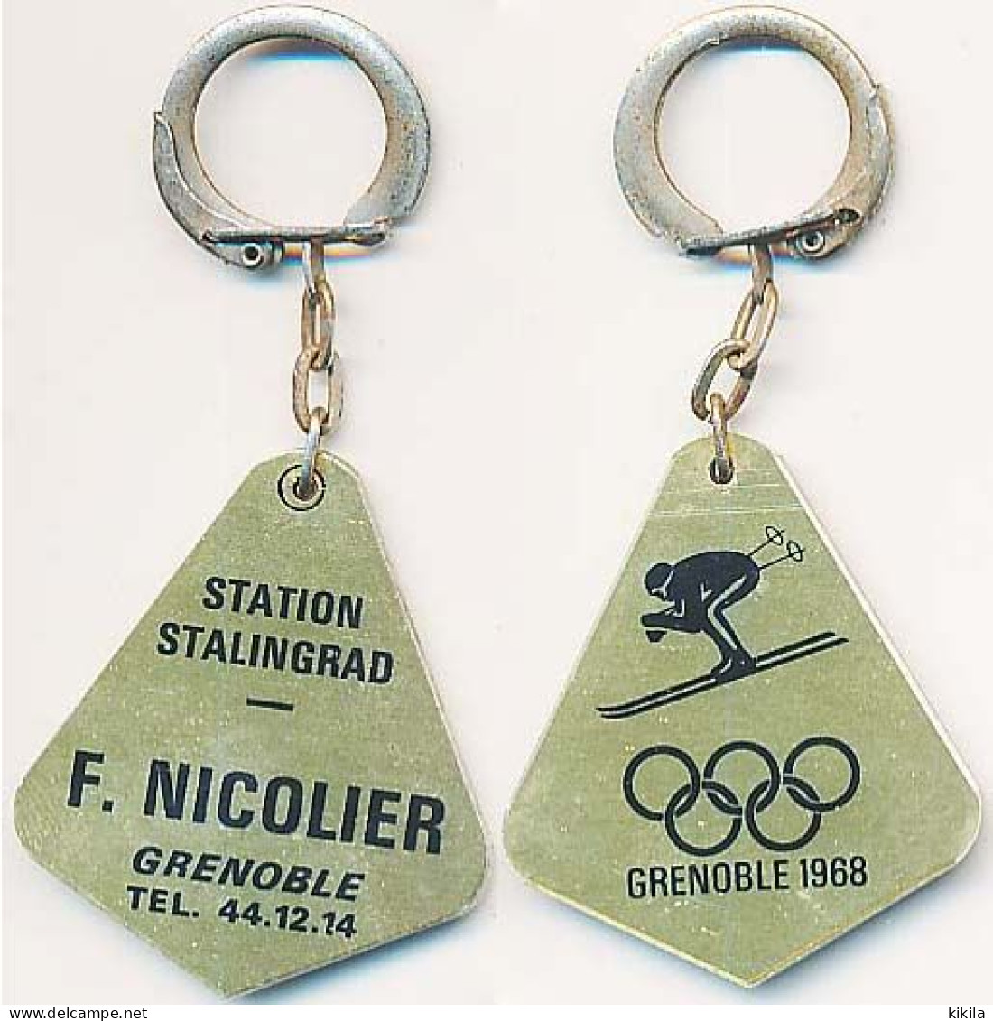 Porte-clefs Métallique F. NICOLIER Station Stalingrad  Xèmes Jeux Olympiques D'Hiver De GRENOBLE 1968  Olympic Games 68 - Autres & Non Classés