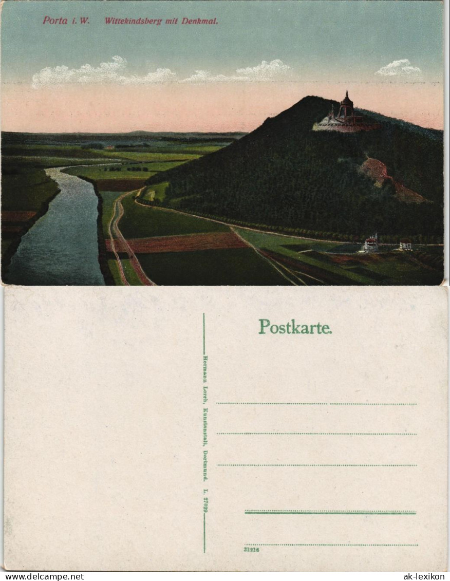 Porta Westfalica Wittekindsberg Mit Denkmal Panorama-Ansicht 1910 - Porta Westfalica