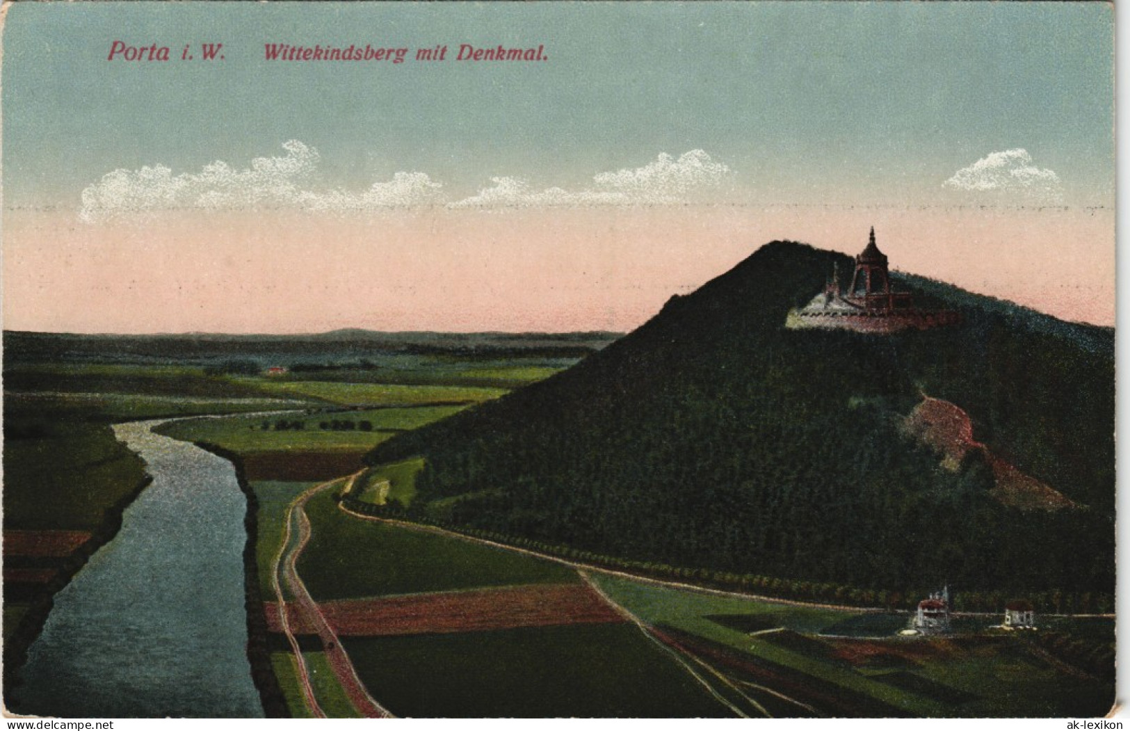 Porta Westfalica Wittekindsberg Mit Denkmal Panorama-Ansicht 1910 - Porta Westfalica