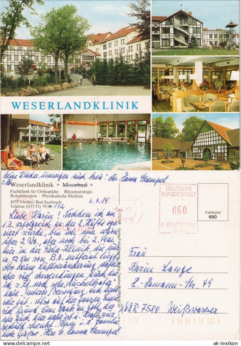 Ansichtskarte Vlotho WESERLANDKLINIK Ortsteil Bad Seebruch Mehrbildkarte 1989 - Vlotho