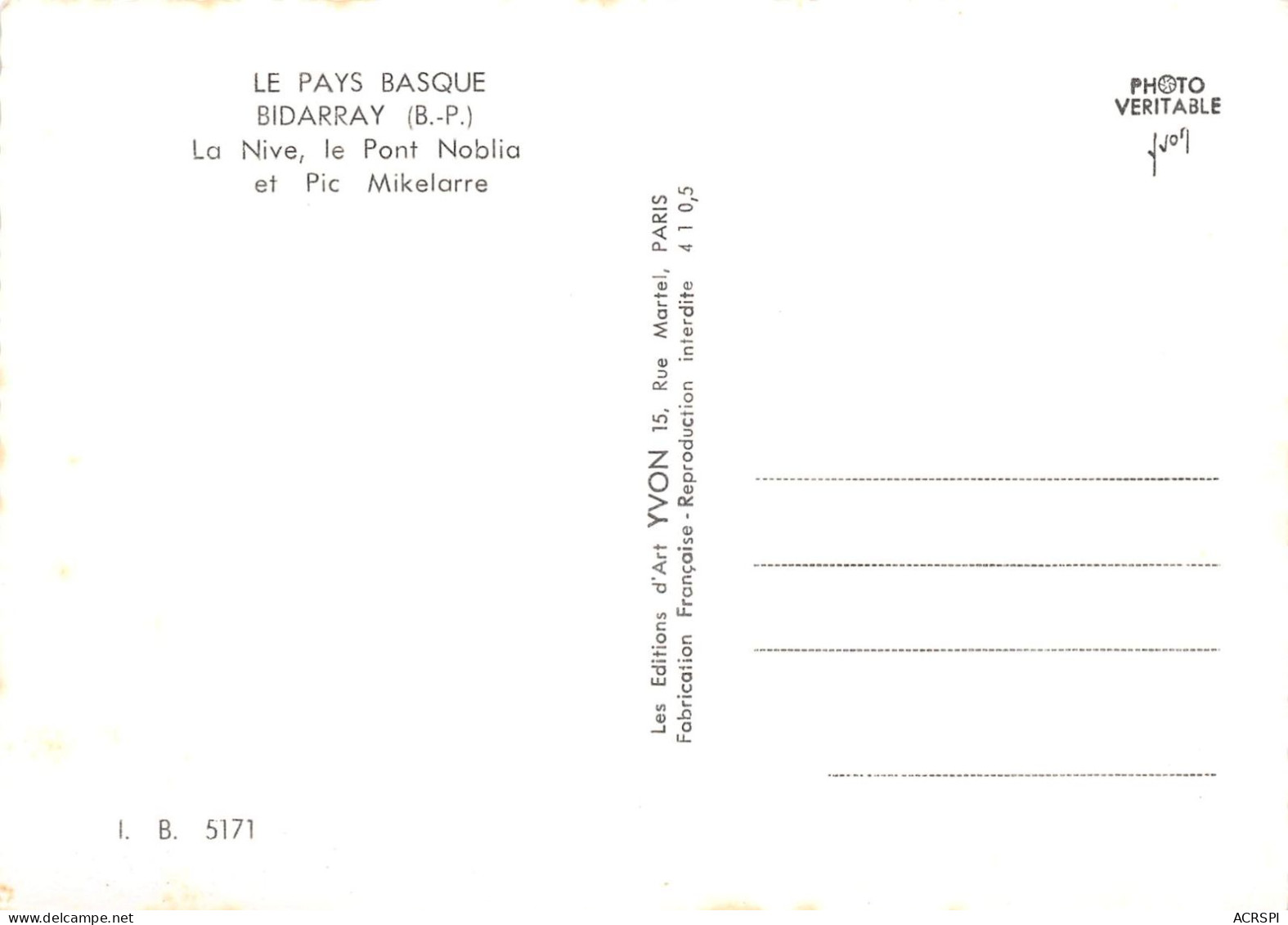BIDARRAY La Nive Le Pont Noblia Et Pic Mikelarre 12(scan Recto-verso) MA649 - Bidarray