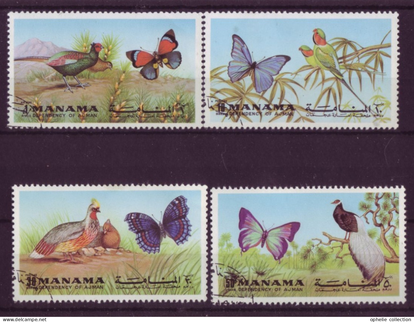 Asie - Manama - Birds And Butterfly - 4 Timbres Différents - 6793 - Manama