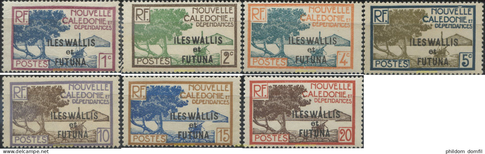 727124 HINGED WALLIS Y FUTUNA 1930 SELLOS DE NUEVA CALEDONIA DE 1928-38 SOBRECARGADOS - Ongebruikt