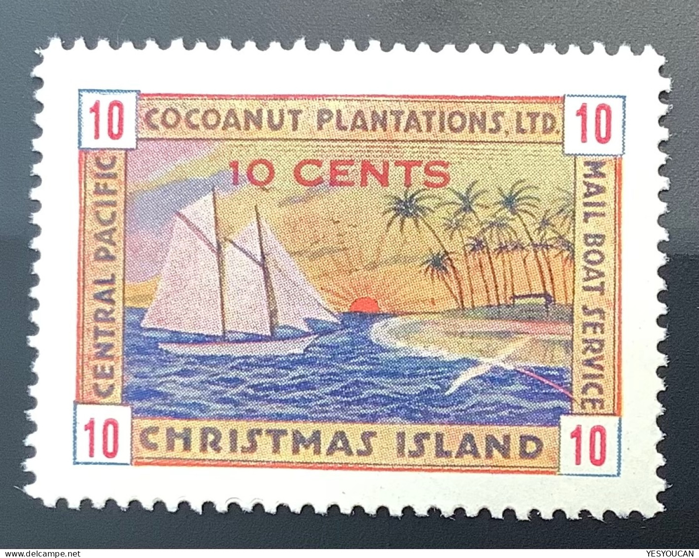 1926Cocoanut Plantations Christmas Island10c Tahiti Mail Boat Service (Tuvalu Kiribati Gilbert&Ellice Islands Local Post - Isole Gilbert Ed Ellice (...-1979)