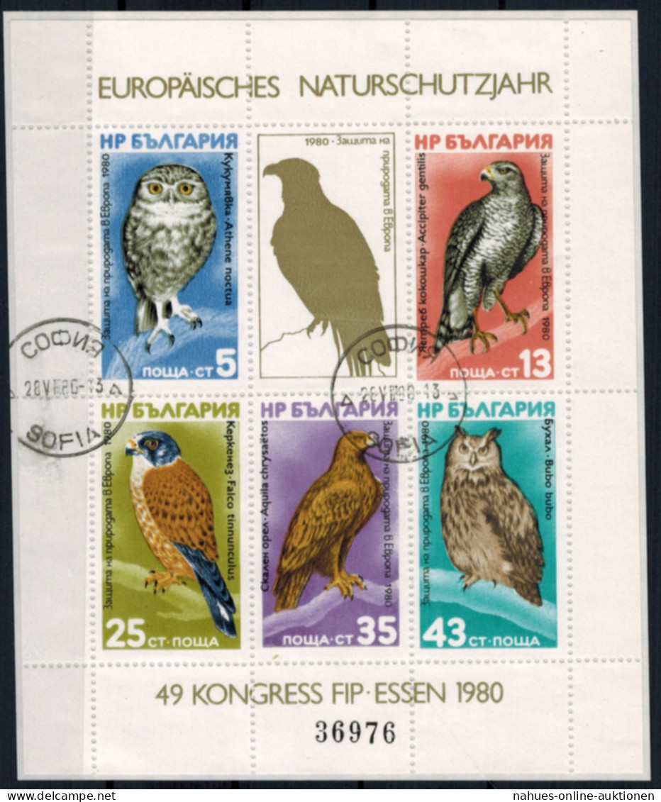 Bulgarien Block 105 Vögel 1980 Europa Naturschutzjahr Gestempelt KatWert 40,00 - Cartas & Documentos