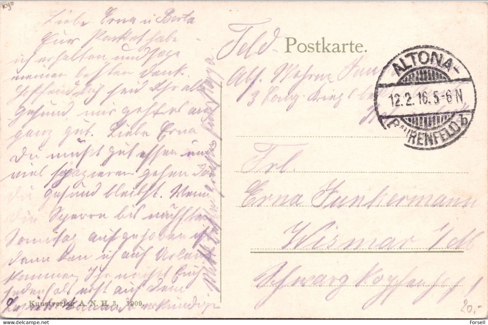 Helgoland, Unterland (Stempel: Altona 1916 , Feldpost) - Helgoland