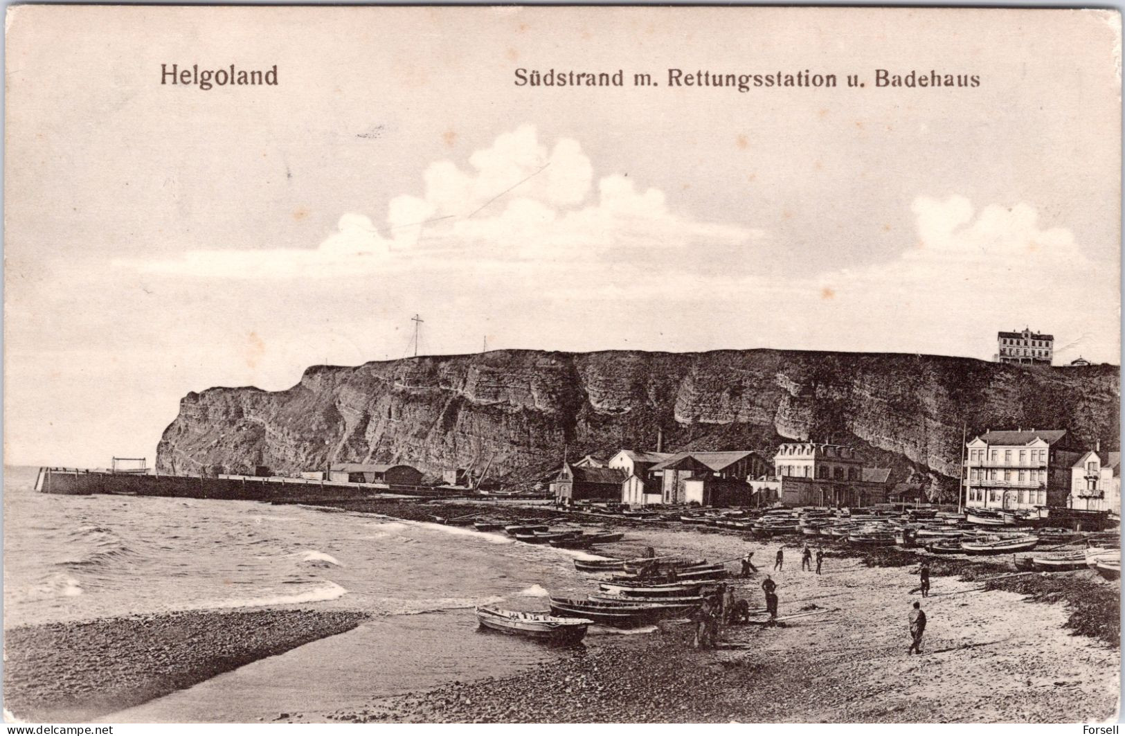 Helgoland , Südstrand M. Rettundsstation & Badehaus (Stempel: Helgoland 1903) - Helgoland