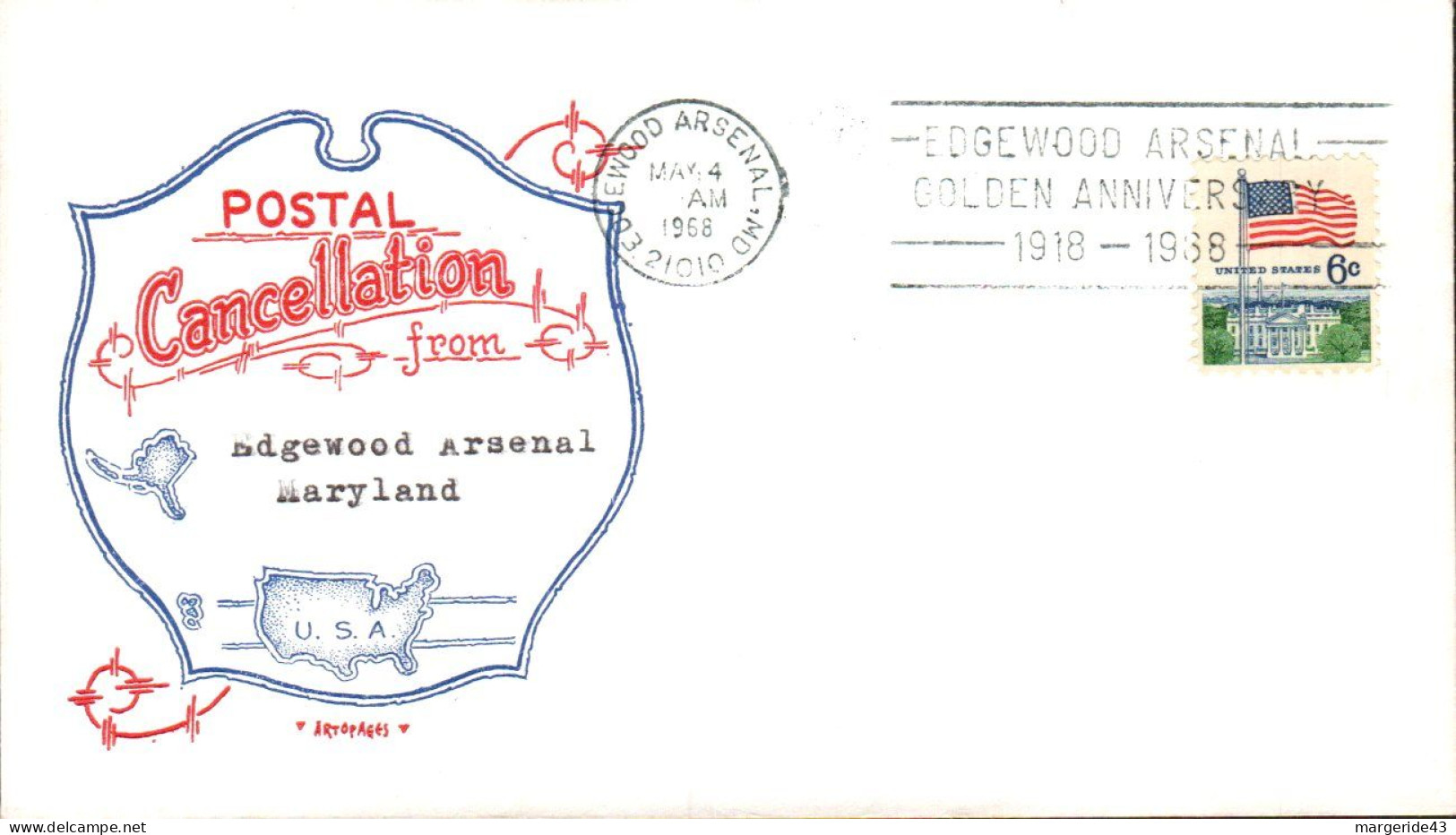 USA ETATS UNIS 1968 CANCELLATION EDGEWOOD ARSENAL - FDC