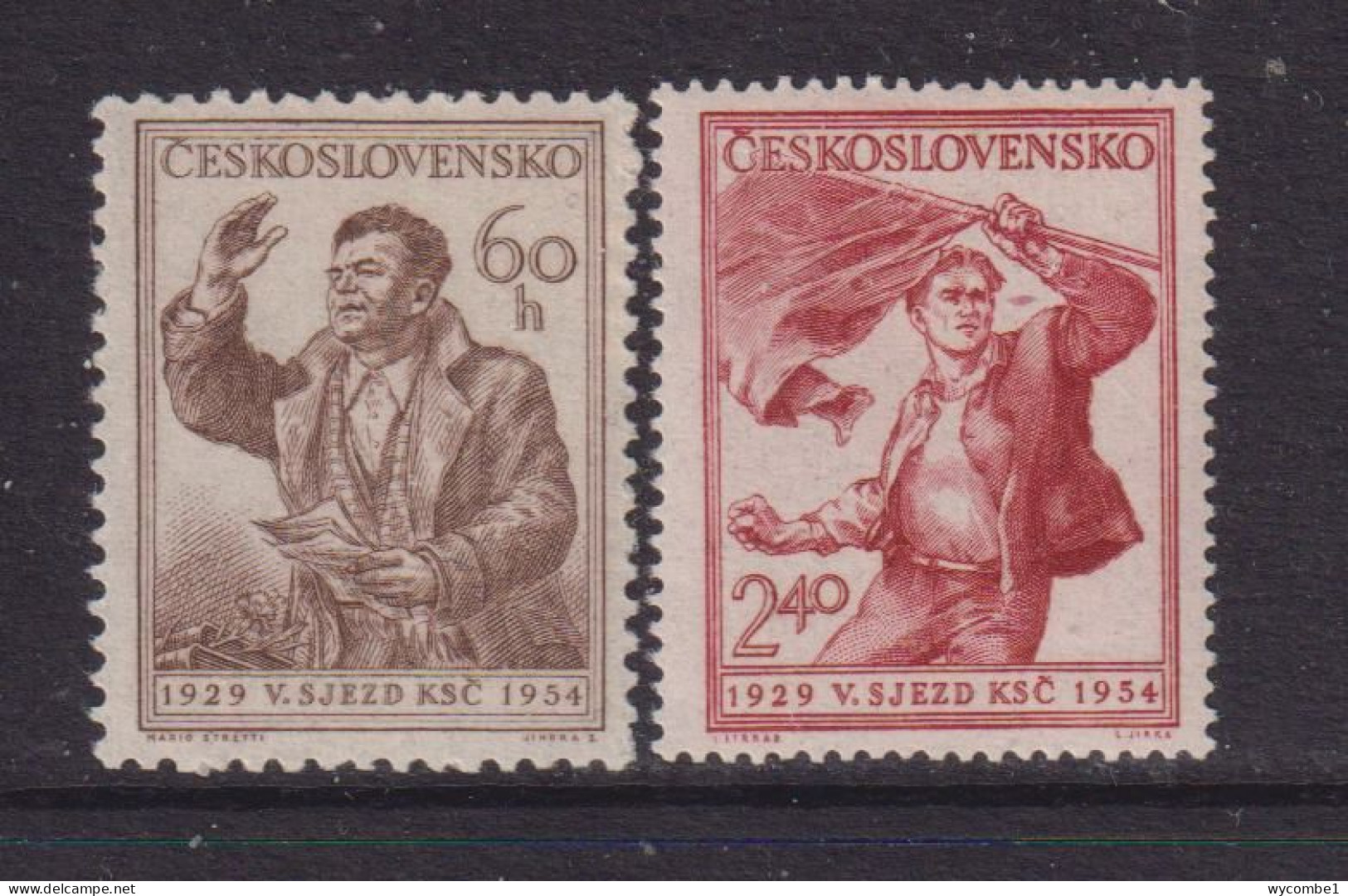 CZECHOSLOVAKIA  - 1954  Communist Party Congress  Set  Never Hinged Mint - Unused Stamps