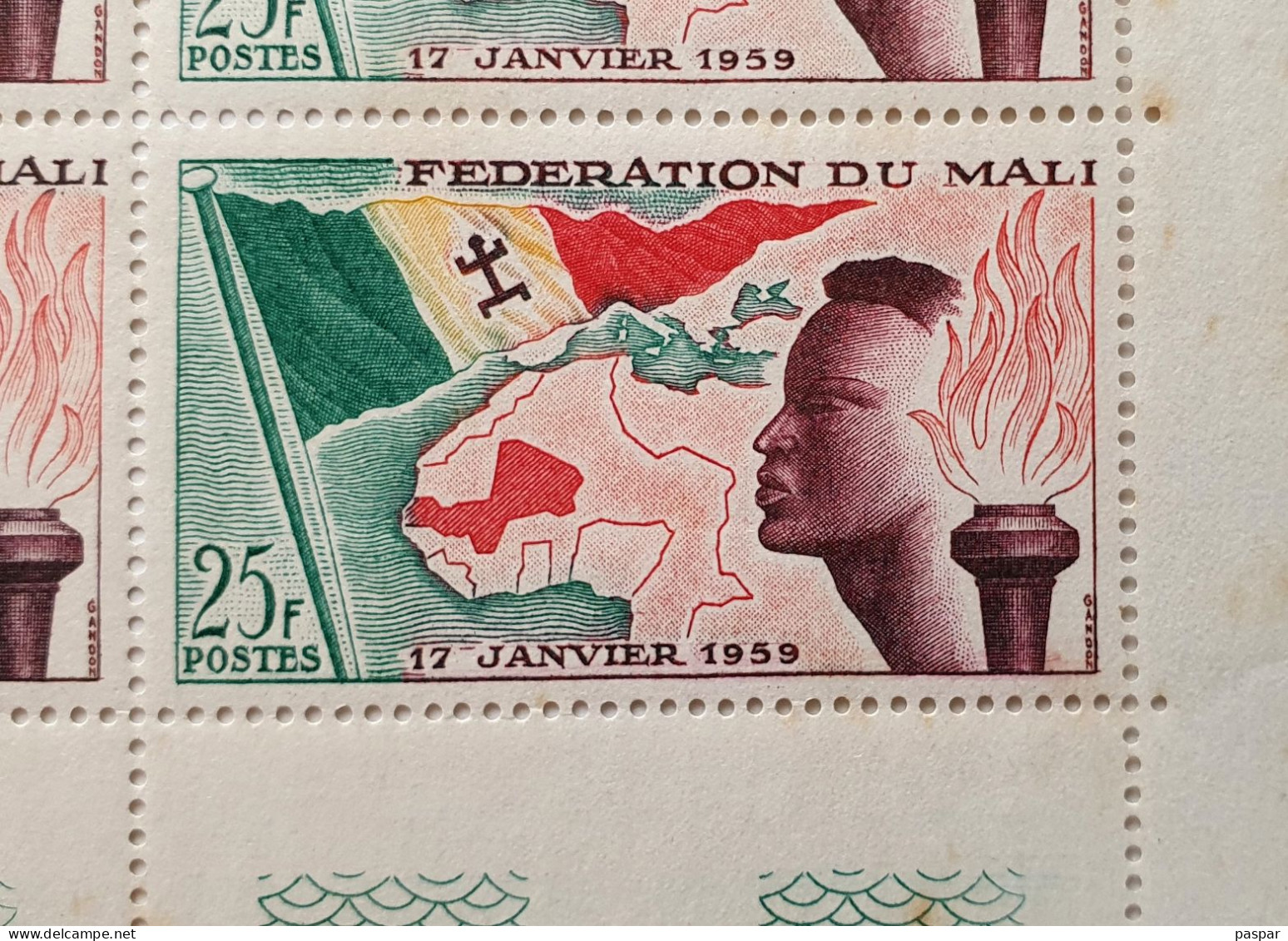 Bloc De 4 Timbres Neufs 25F Fédération Du Mali 1959 Coin Daté 22. 10. 59 Etablissement De La Fédération Du Mali - YT ML1 - Malí (1959-...)