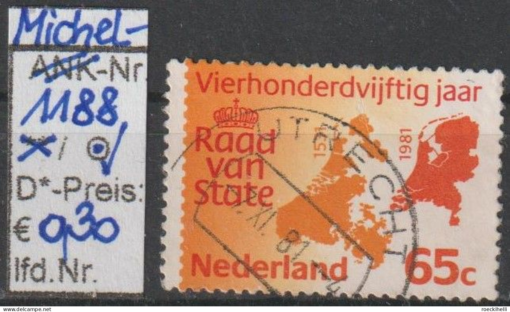 1981 - NIEDERLANDE - SM "450 J. Staatsrat - Landkarten 1531+1981" 65 Mehrf. - O Gestempelt - S.Scan  (1188o Nl) - Gebruikt