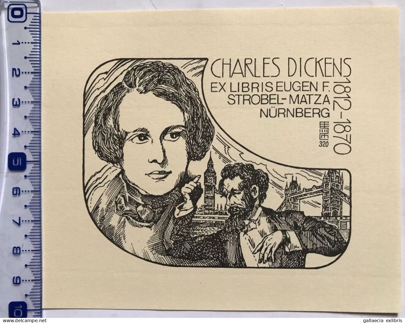 Exlibris Strobel- Matza. Dickens Big Ben Londres. Ex-libris Strobel- Matza. Charles Dickens Big Ben London - Ex-libris