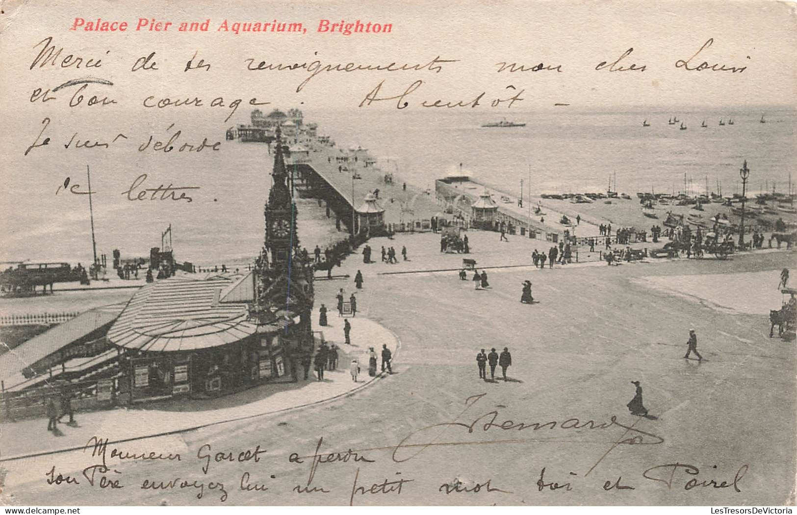 ROYAUME-UNI - Palace Pier And Aquarium - Brighton - Vue Sur Le Port - La Mer - Animé - Carte Postale Ancienne - Brighton