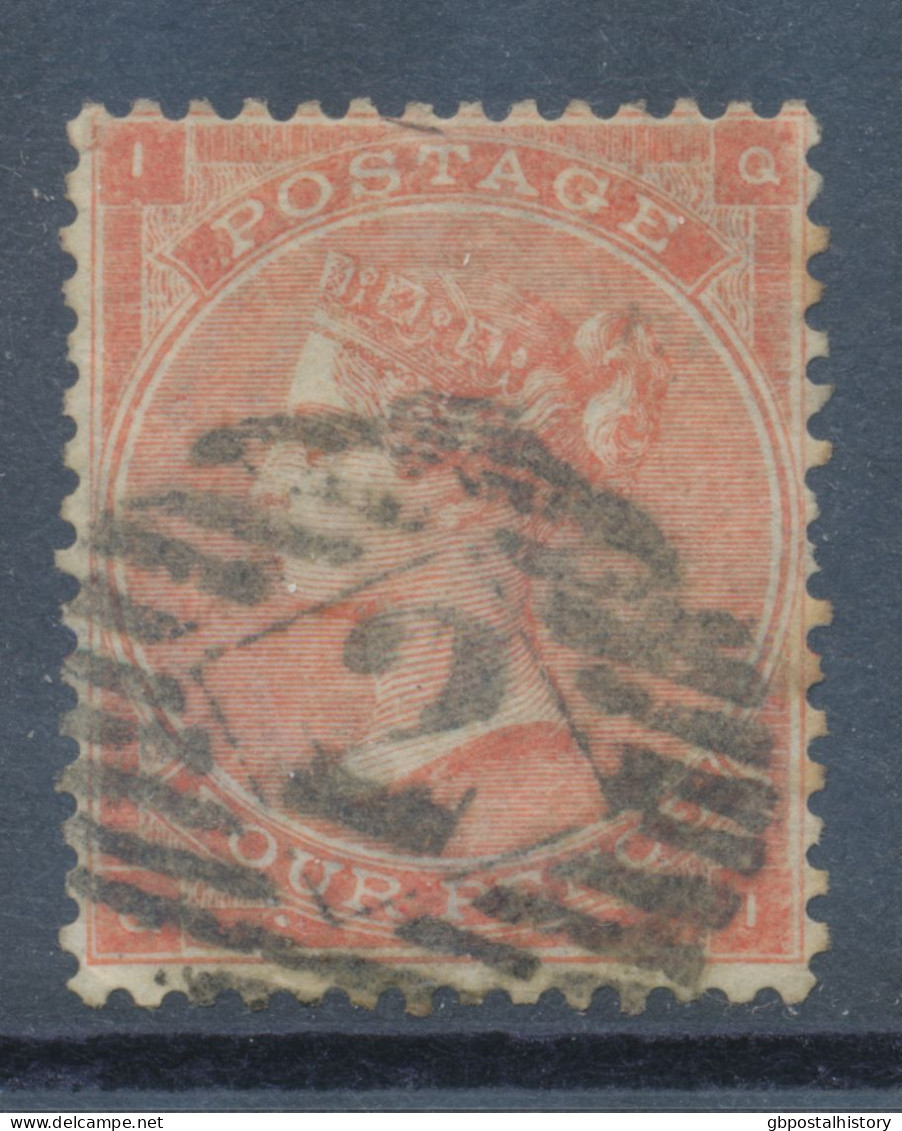 GB 1862 Queen Victoria 4d Bright Red No Hairlines Pl.3 (QI) Sound Used With LONDON Numeral „2“ (SG 79 £ 170.-) - Oblitérés