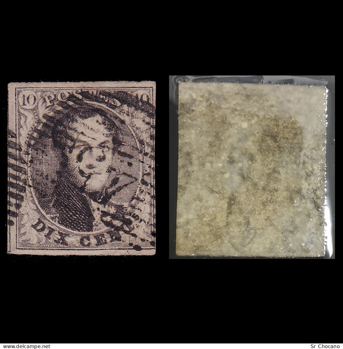 BELGIUM.1851.K.Leopold I.10c.YVERT 6.CANCEL. - 1851-1857 Medallones (6/8)