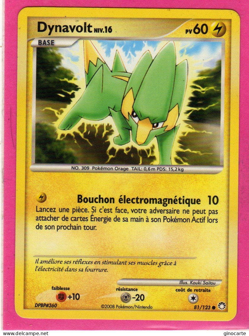 Carte Pokemon 2008 Diamant Et Perle Tresor Mysterieux 81/123 Dynavolt 60pv Neuve - Diamant & Perle