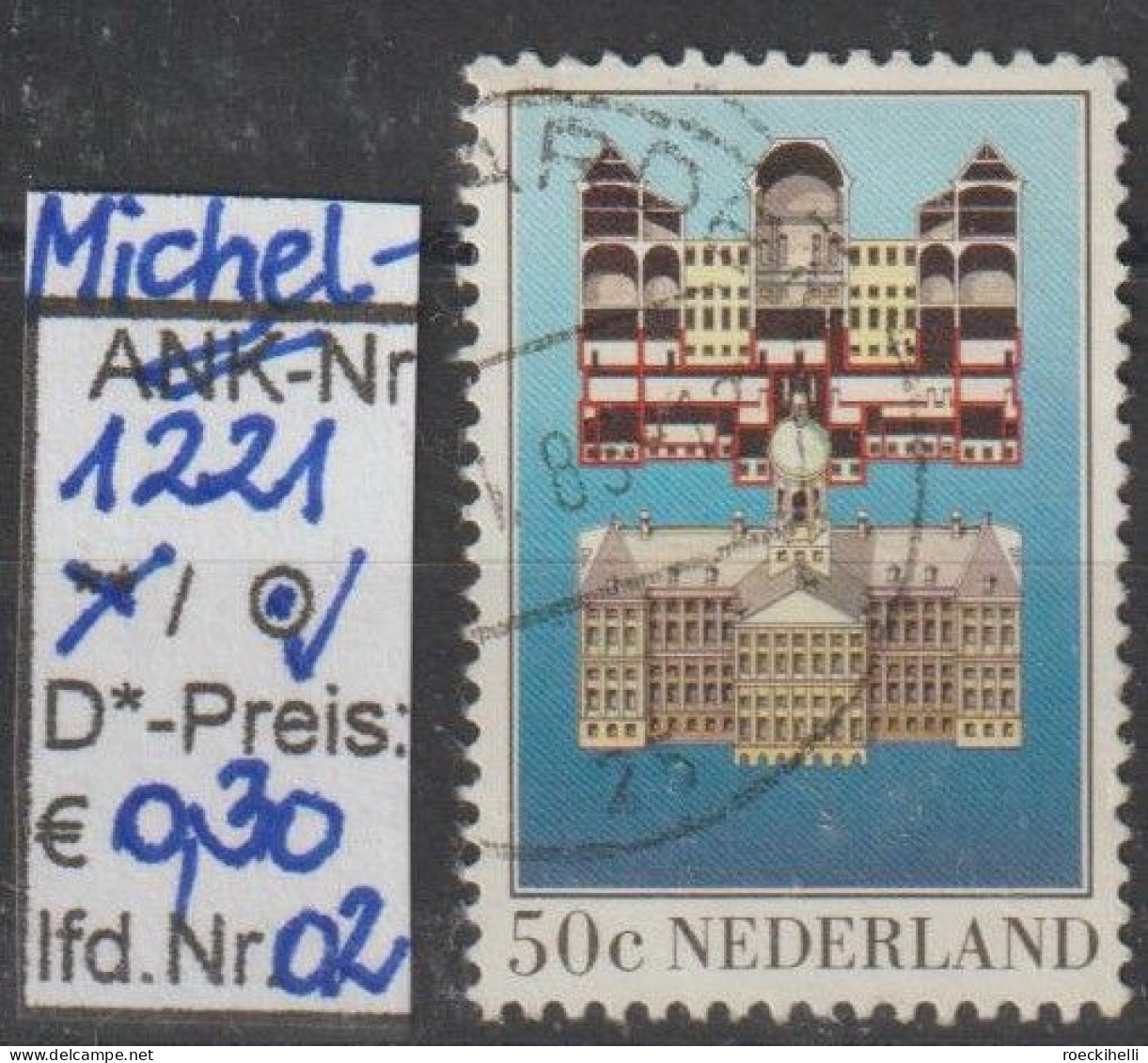 1982 - NIEDERLANDE - SM "Königl. Schloss A.d.Dam, Amsterdam" 50 C Mehrf. - O Gestempelt - S.Scan  (1221o 01-02 Nl) - Gebraucht