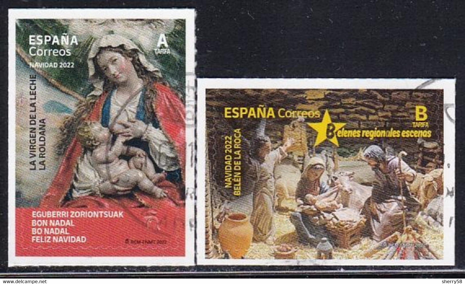 2022-ED. 5622 Y 5623 - NAVIDAD. Virgen De La Leche. Luisa Roldán La Roldana. Belenes Regionales. Belén De La Roca- USADO - Usados