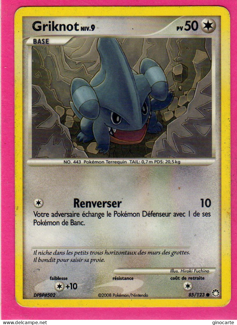 Carte Pokemon 2008 Diamant Et Perle Tresor Mysterieux 85/123 Griknot 50pv Occasion - Diamond & Pearl 