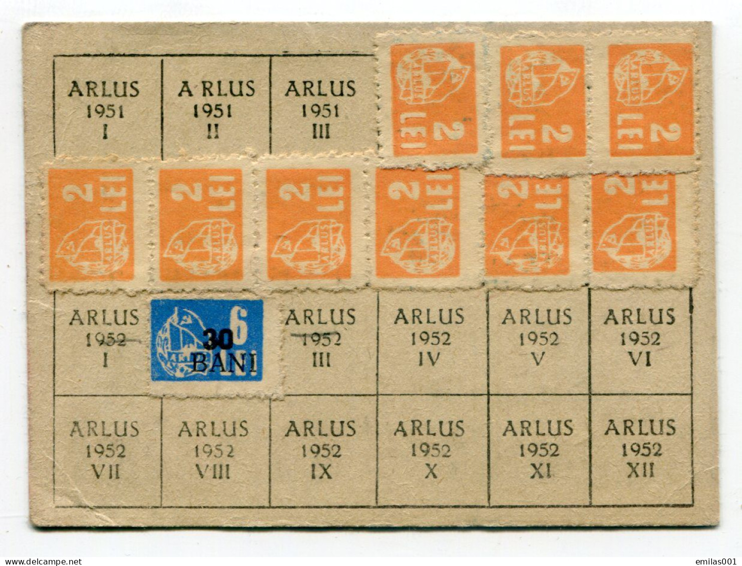 FISCAUX  - ARLUS ( ASOCIAŢIA ROMÂNĂ PENTRU STRÂNGEREA LEGĂTURILOR CU U.R.S.S ) - 1952 - Revenue Stamps
