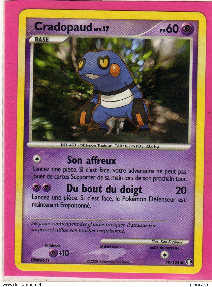 Carte Pokemon 2008 Diamant Et Perle Tresor Mysterieux 78/123 Cradopaud 60pv Neuve - Diamant Und Perl