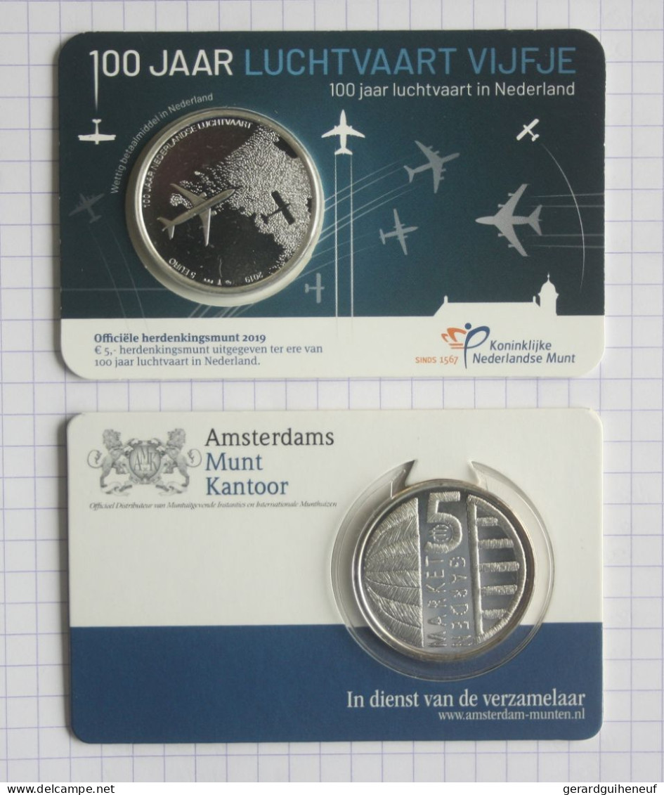 Pays-Bas : 2 Monnaies De 5 Euros Sous Blister (coincards) - Lots & Kiloware - Coins