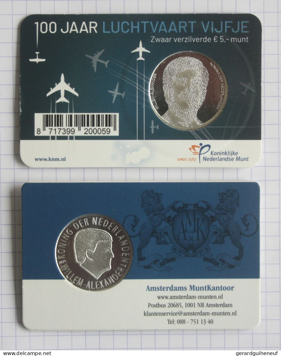 Pays-Bas : 2 Monnaies De 5 Euros Sous Blister (coincards) - Kilowaar - Munten