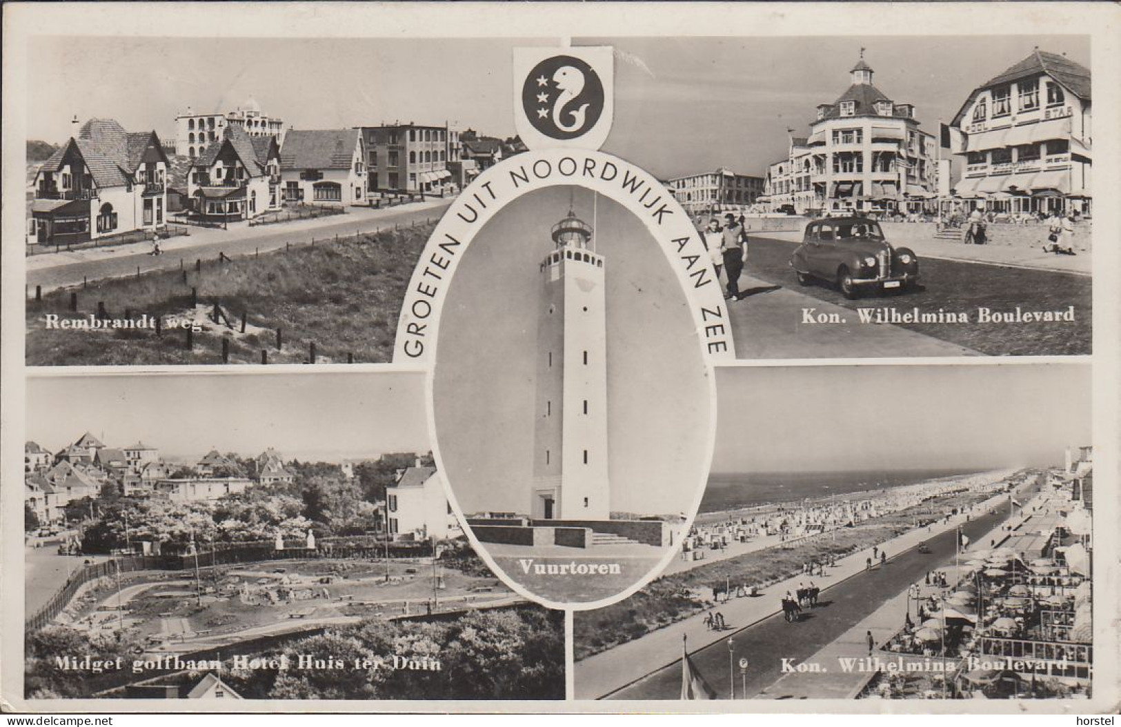 Netherland - Noordwijk Aan  Zee - Old Views - Car - Oldtimer - Minigolf -  2x Nice Stamps 1953 - Noordwijk (aan Zee)