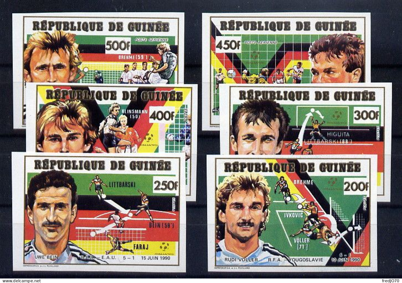 Guinée Guinea Série Complète Non Dentelé Imperf Football CM 90 ** - 1990 – Italie