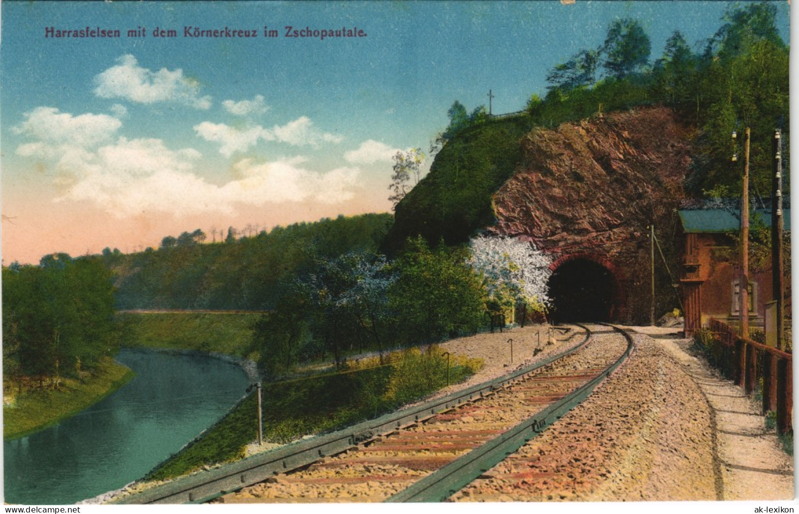 Frankenberg (Sachsen) Harrasfelsen Eisenbahntunnel Körnerkreuz Zschopau-Tal 1910 - Frankenberg