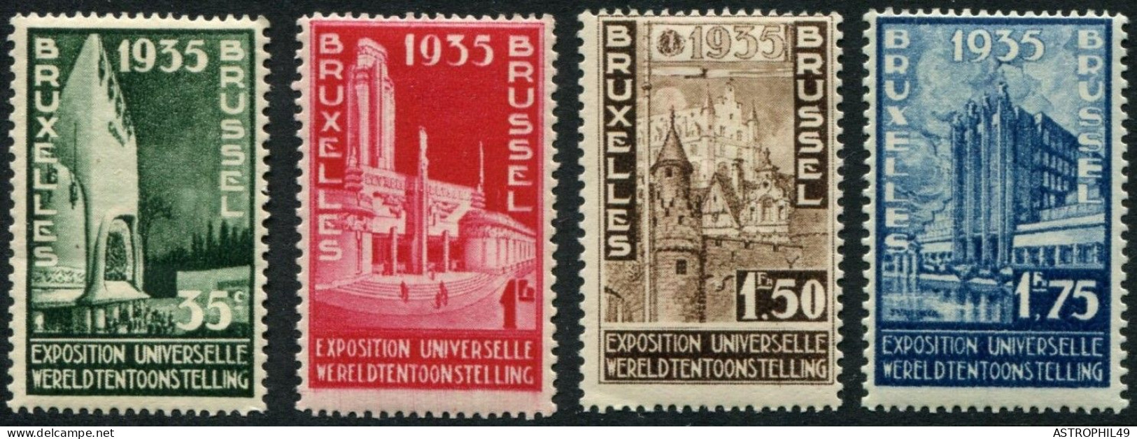 1934 BE Expo Universelle Bx 1935, Cob386-89 - 1935 – Bruxelles (Belgique)