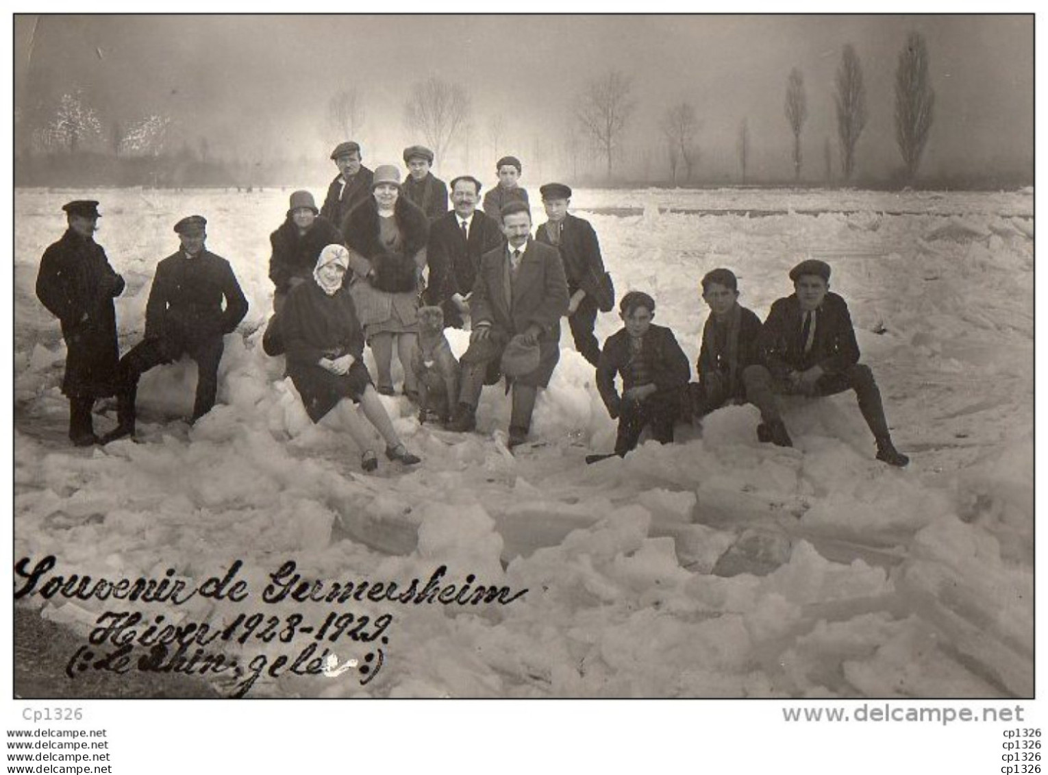 56Pr   Carte Photo Allemagne Souvenir De Germersheim Hiver 1928 1929 Le Rhin Gelé - Germersheim