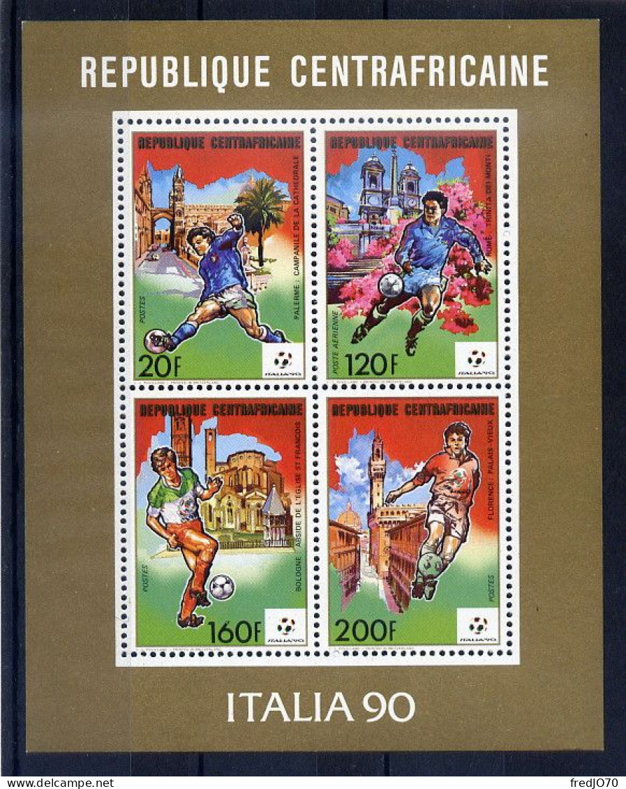 Centrafrique Central Africa Feuillet Collectif Football CM 90 ** - 1990 – Italien