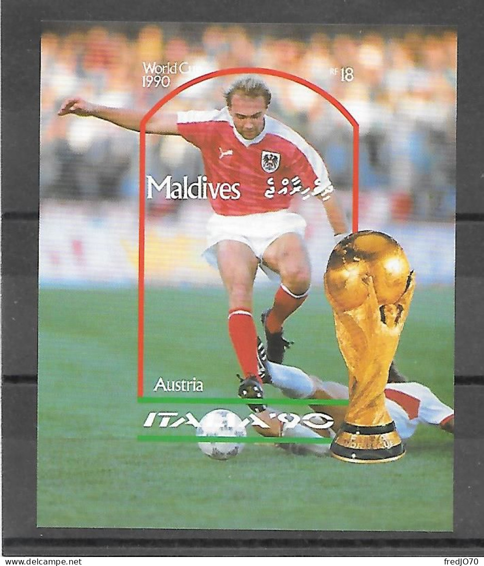 Maldives Bloc Non Dentelé Imperf Football CM 90 ** - 1990 – Italien