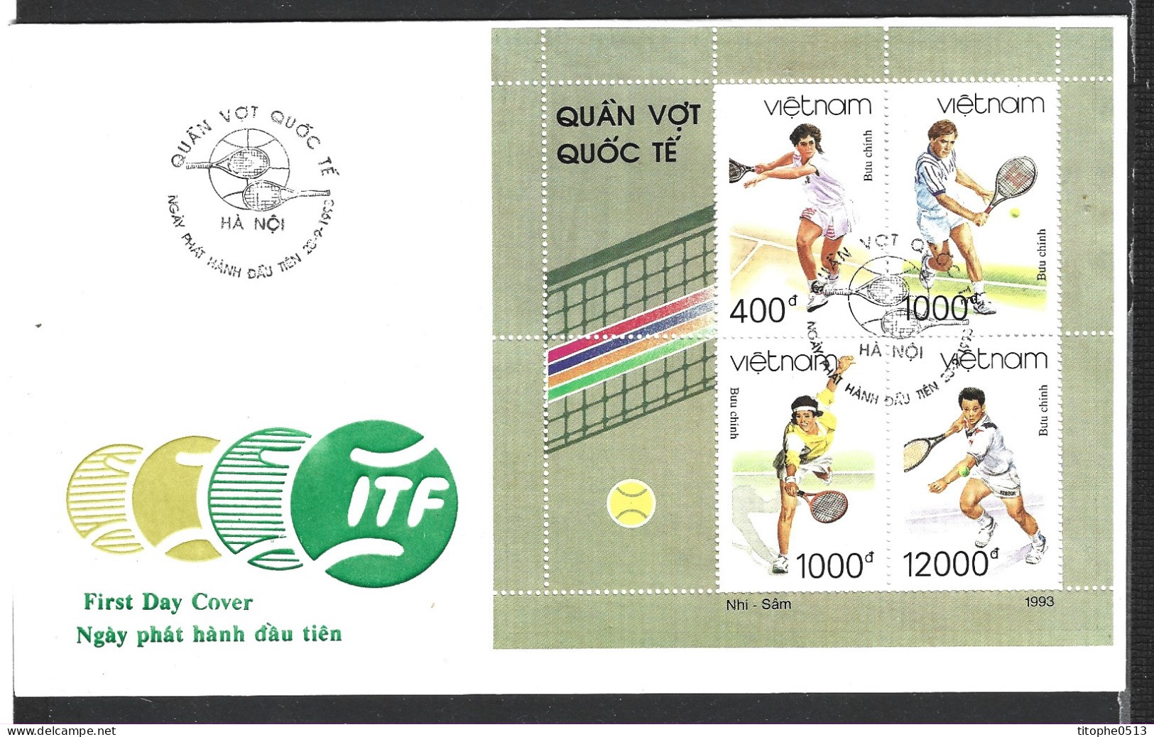 VIETNAM. N°1428-31 De 1993 Sur Enveloppe 1er Jour. Tennis. - Tennis