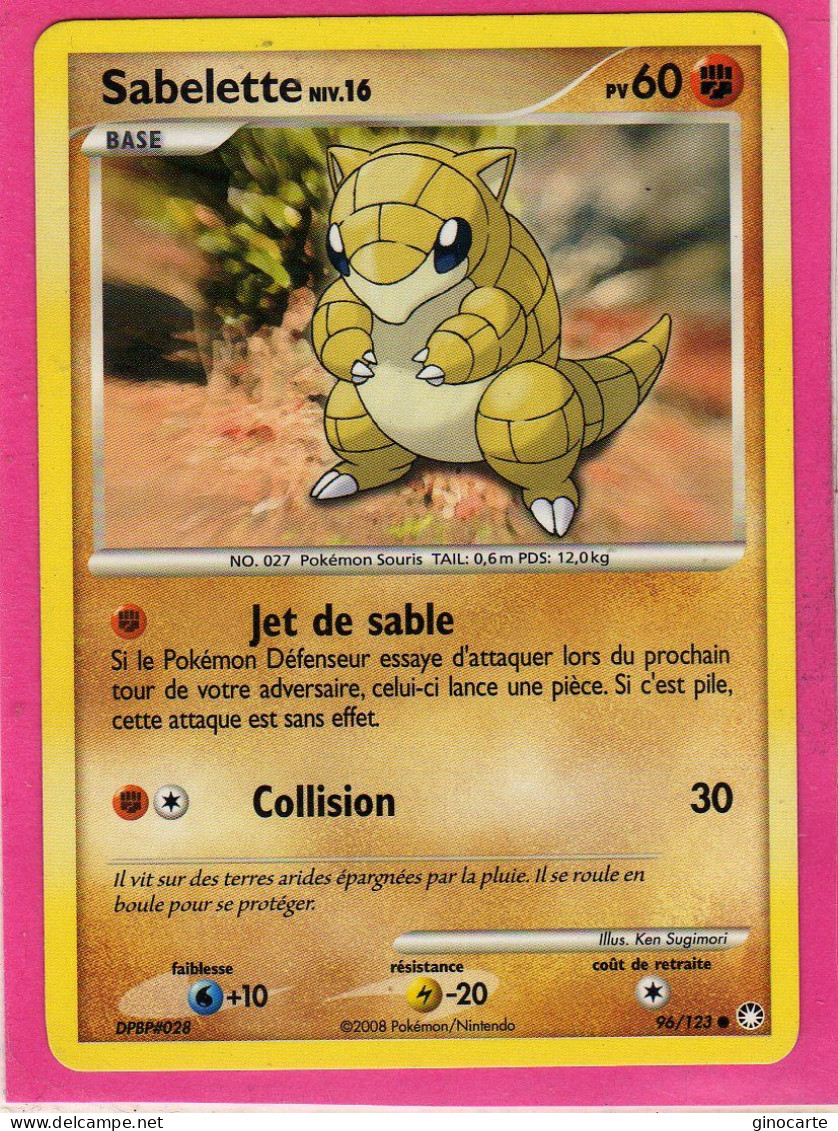 Carte Pokemon 2008 Diamant Et Perle Tresor Mysterieux 96/123 Sabelette 60pv Neuve - Diamant & Perle