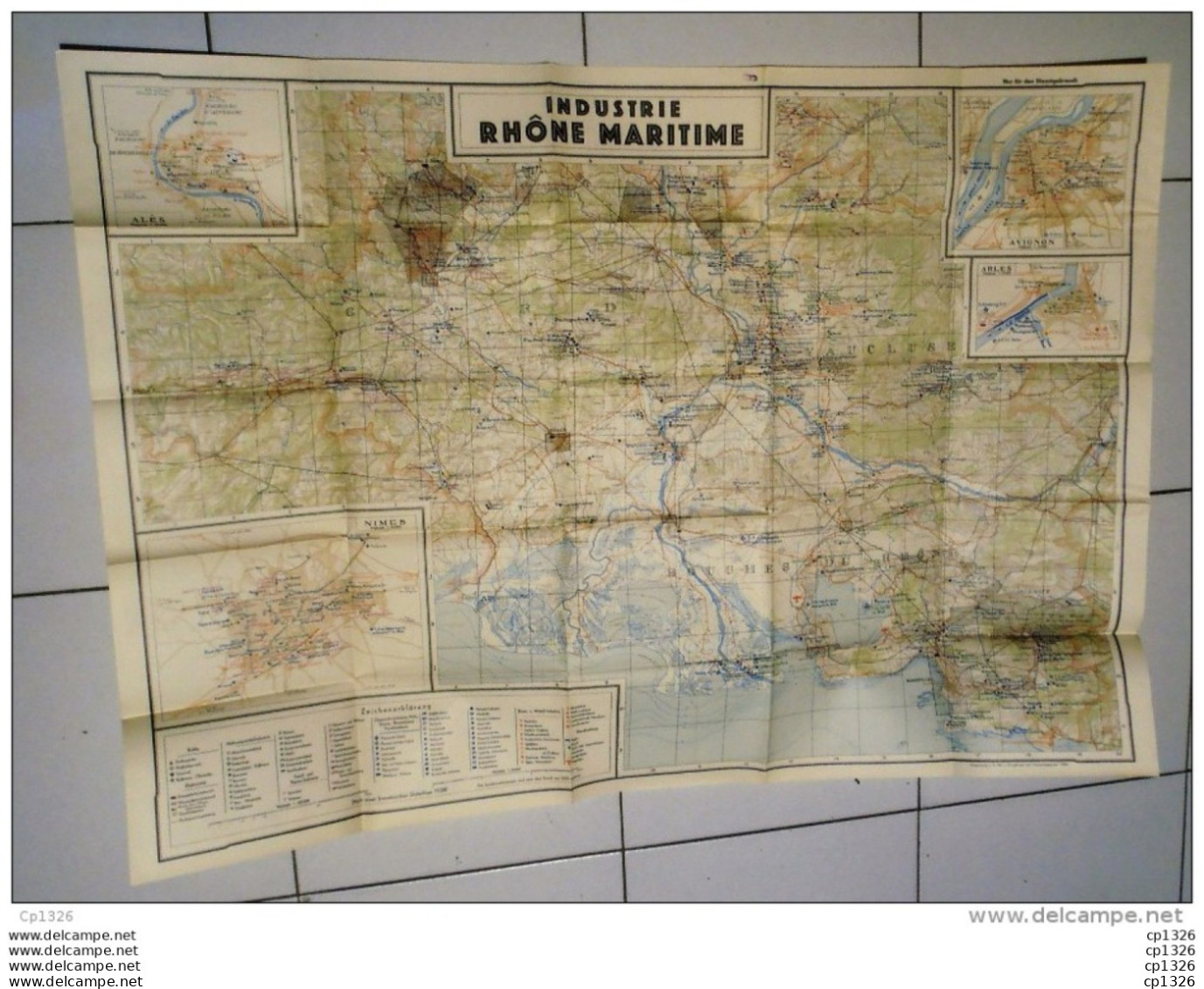 Carte Geogaraphique D'état Major De L'armée Allemande De L'industrie Rhone Maritime Guerre 39/45 - Carte Geographique